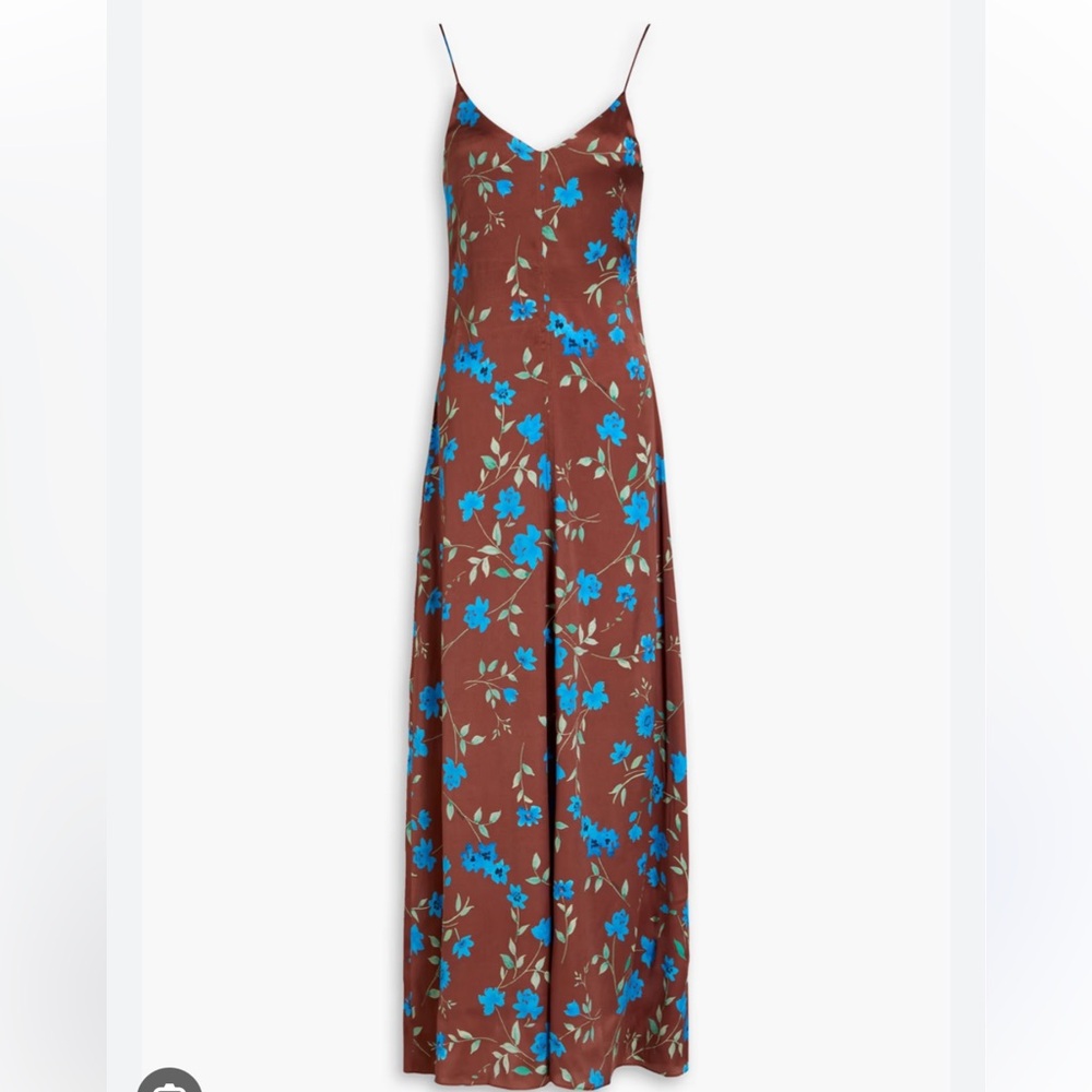 Ganni Floral-print stretch-silk satin maxi slip dress